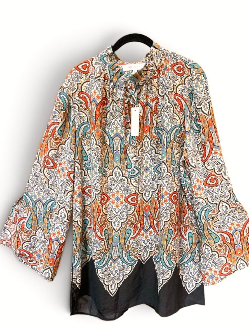 Women's 1x FEVER Top Paisley Boho Blouse New
